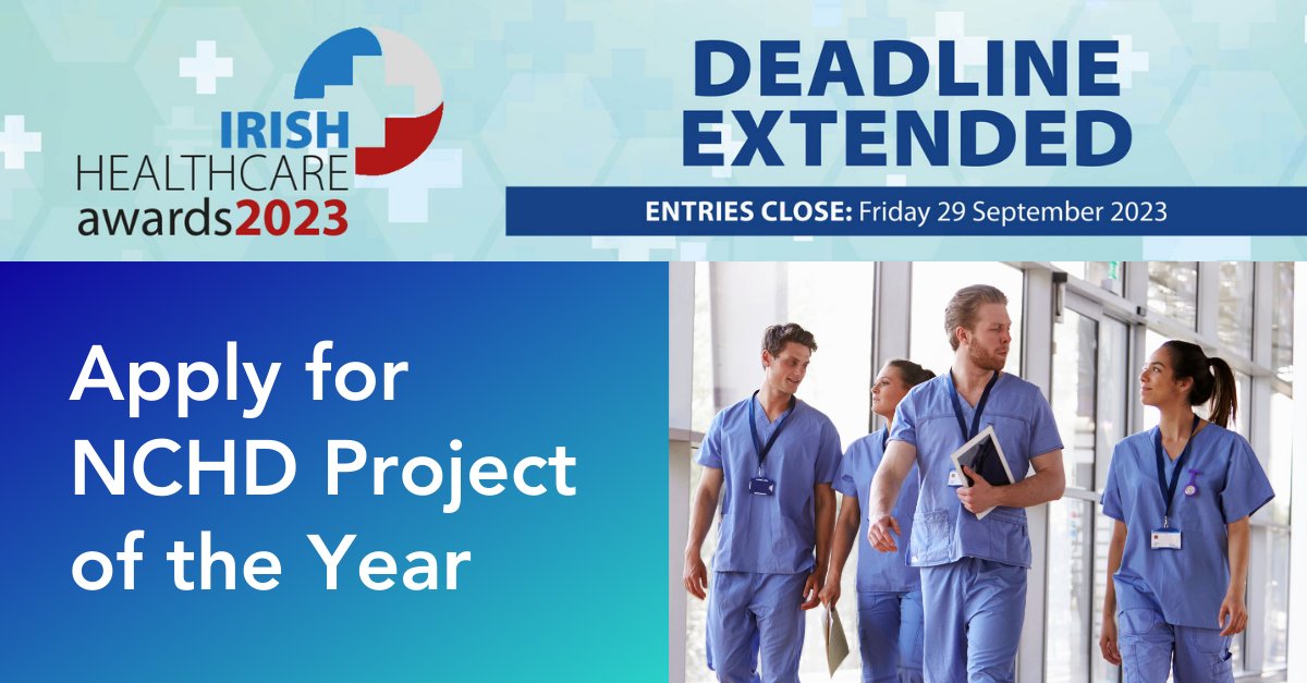 NCHDs! Have you implemented a project that deserves national recognition? Submit your entry to the Irish Healthcare Awards 2023 - NCHD Project of the Year category. Deadline to enter is Friday 29th of September: tinyurl.com/ps7t8k59 @NLNCHD @HealthAwardsIrl #NCHD #NCHDIreland