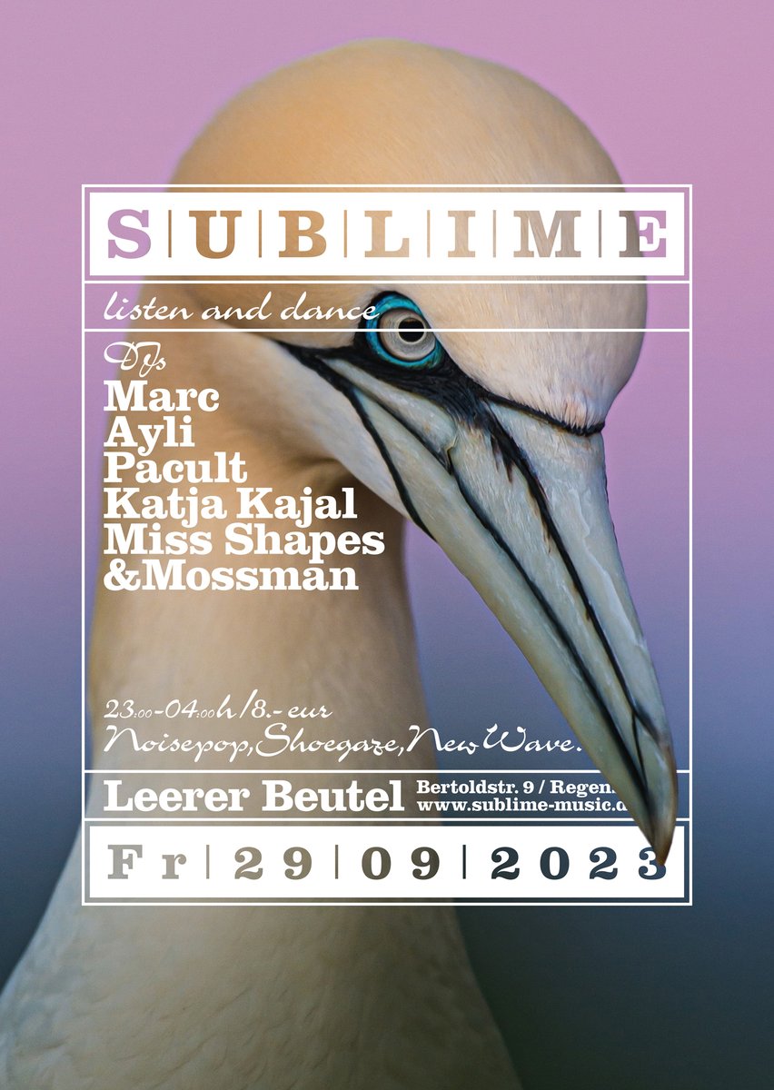 sublimemusic's tweet photo. S|U|B|L|I|M|E e.V.: FLYER IM SEPTEMBER 23 ... it's a slowdiver 🌊 
https://t.co/C2x0K8hvcj 
@slowdiveband 💙@LeererBeutel #Regensburg #Shoegaze #Noisepop #Synthwave #Dreampop #NewWavw #Indiepop #Party https://t.co/FyZBLOjM3L