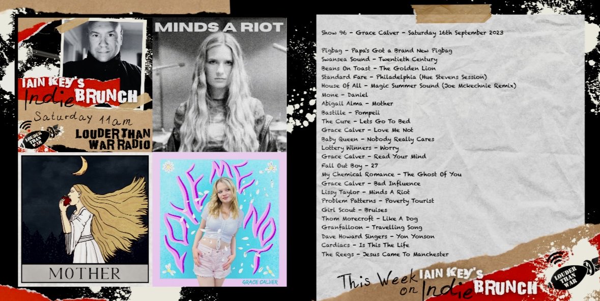 iainkey's tweet photo. Tomorrow 11am on my Indie Brunch with special guest @GraceCalver_ on @louderthanwar. Tune in via https://t.co/VYmQwuYXSu or Android/iOS  

Playlist for the show… #pigbag @SoundSwansea @beanstoast #standardfare @fallcontinuum #mone @abigailalma_ @bastille @thecure @babyqueen https://t.co/BrTgOm8v7Q