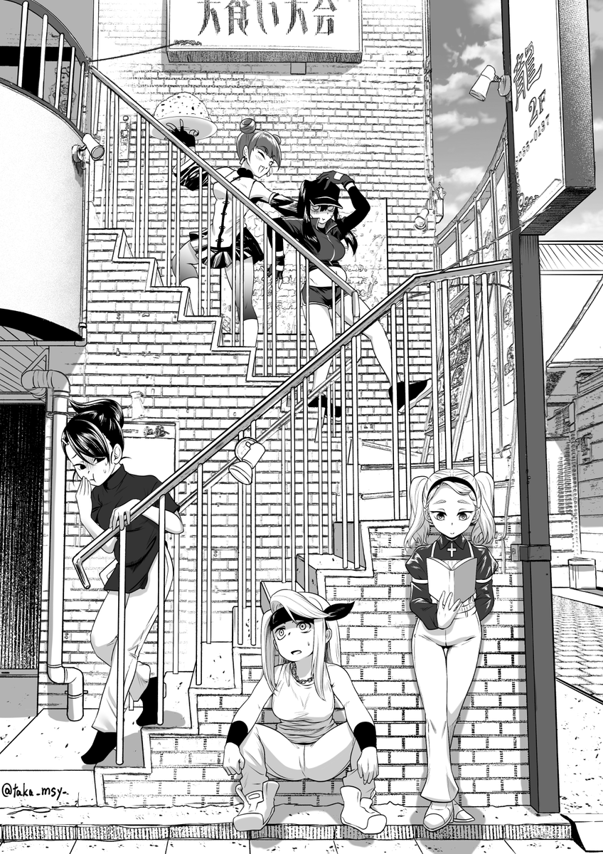 えいすさん(
@nijieith
)ちの子達が食事に行ってきた絵です #nijieith_oc 