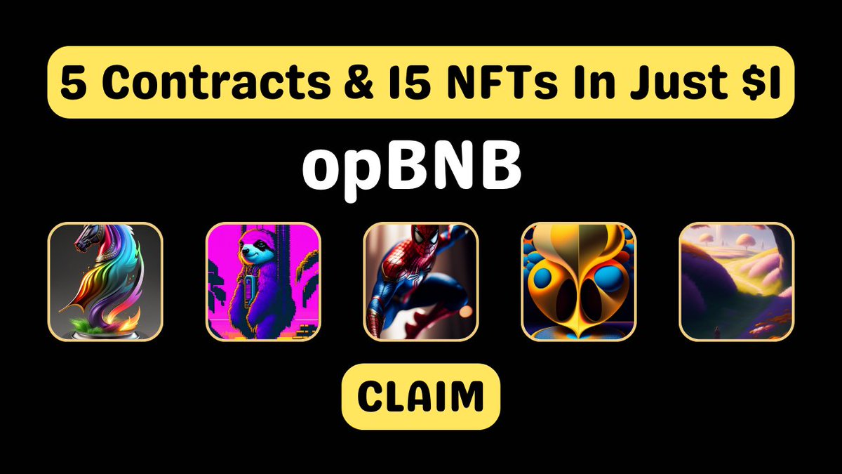 ModernTrader21's tweet photo. 📢 Prepare For opBNB Potential Airdrop 🪂

1⃣ Add 5 Contracts
2⃣ 15 NFTs
3⃣ 5 Transactions

💸 Total Cost Including Gas⛽️Is Just $1 In BNB

Start Here 👇
🌉 Bridge 0.01 BNB From BSC To opBNB
🔗 https://t.co/Kmci0yaeag

✅ Mint 3 NFTs In One Transaction. There Are 5 NFT Collections So You Will Have 15 NFTs 
🔗 https://t.co/utt7LAg0Hi
🔗 https://t.co/020yG3xdO3
🔗 https://t.co/6OwgzJAen7
🔗 https://t.co/Xn8rm0UdKL
🔗 https://t.co/2uYT78n1hB

For New Users I Have Already Made A Video On opBNB Potential Airdrop 👇 
🔗 https://t.co/AGfKM2Xyxn

#tip Me With 🩷 & 🔁