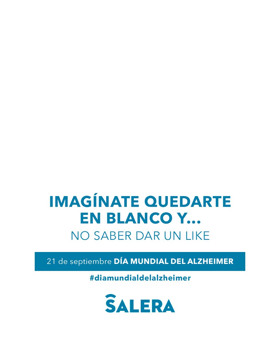 Imagínate quedarte en blanco y... no saber dar un like.

Cada 21 de septiembre, se celebra el #DíaMundialdelAlzheimer, para recordar que cada vez son más las personas que padecen esta enfermedad, y potenciar la prevención y pronta detección.