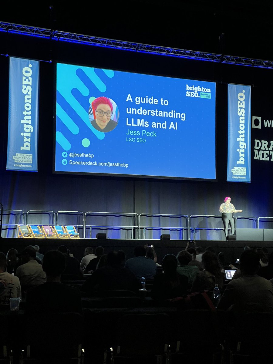 Learning some great things about AI models from <a href="/jessthebp/">Jess Peck</a>! #BrightonSEO