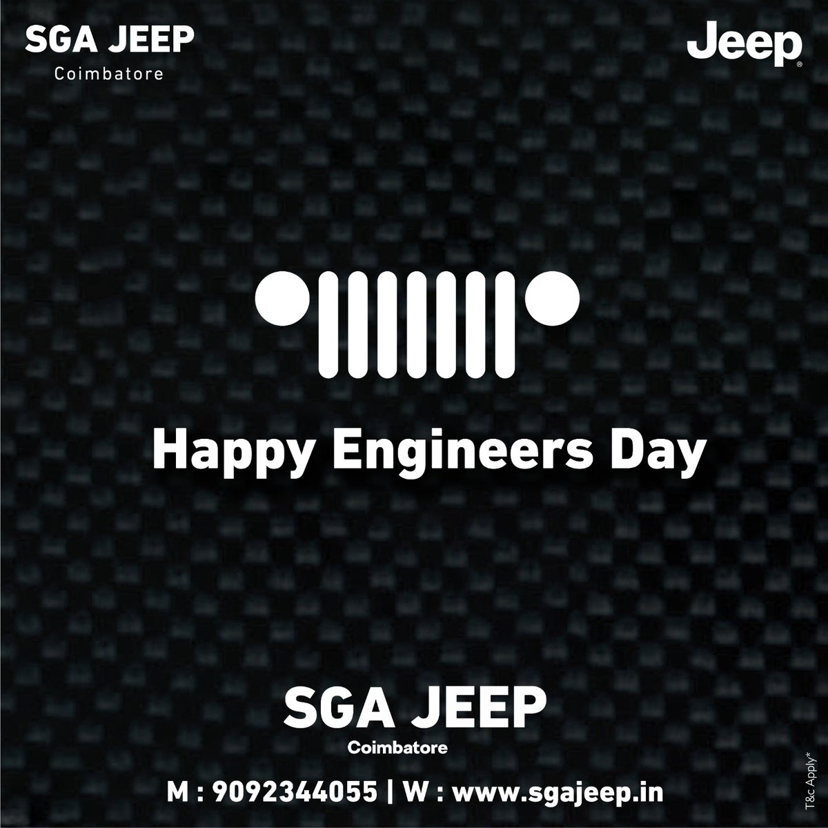 May your Innovations Continue to Reshape Our World. 

Happy Engineer's Day! 😊

#engineersday #engineeringexcellence #innovationinengineering #engineerlife #engineeringcommunity #Jeep #JeepLife #JeepIndia #JeepWave #TrailRated #Sga #SgaJeep