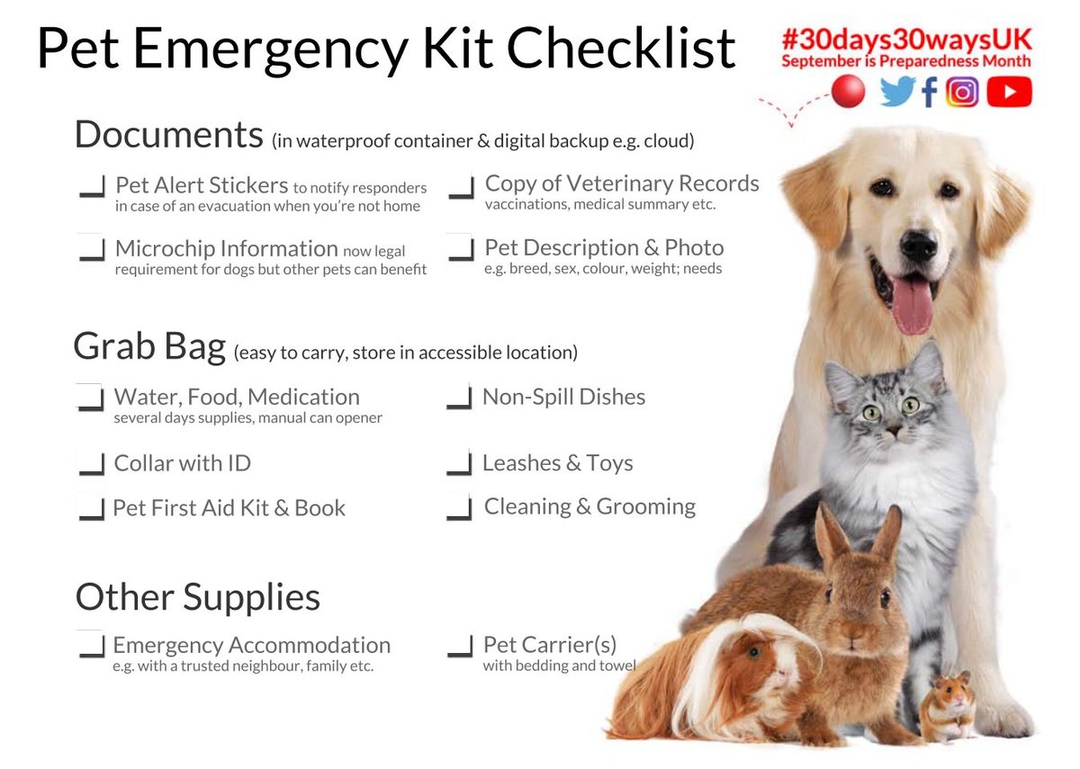 SJAEPRR's tweet photo. Day 16 #30days30waysUK there is one thing we love more than #BeingPrepared and its pets!
#PreparedPets #PlanAheadUK
Be prepared, leave no one behind in an emergency, even the pets! do theyhave essencials packed or easy to grab in an #emegrency
https://t.co/NvojHr3QcG https://t.co/havr54hBdu