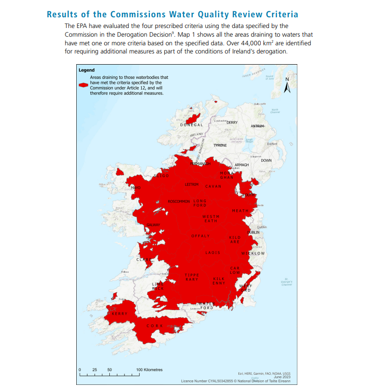 timlombard13's tweet photo. Finally clarification &amp; confirmation from the Minister at this mornings meeting of the Ag Committee that derogation farmers in the areas in white which passed the criteria set by the EU Commission will retain 250 derogation https://t.co/Q2gpuKk7ID