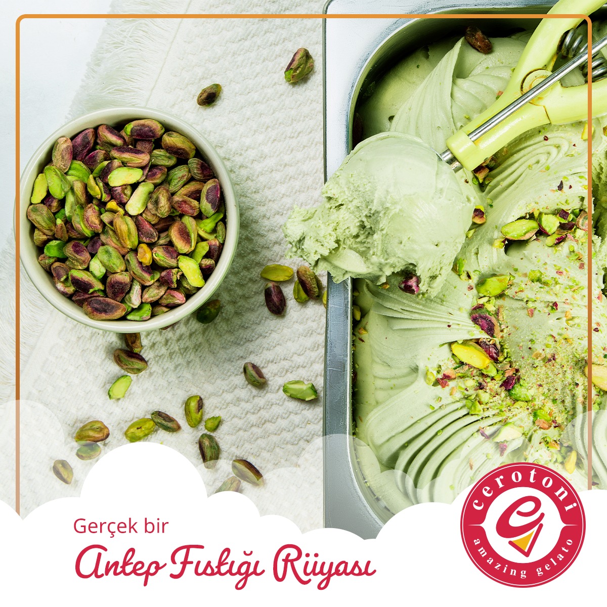 Adı, tadını çok iyi tanımlıyor. Özenle
toplanan Antep fıstıklarının Cerotoni Gelatosu ile
muhteşem uyumu sana “Hiç bitmesin” dedirtecek. 🍨
💚

#cerotonigelato #gelato #dondurma #kuşadası
#bostanlı #cerotoni #nazilli #antepfıstıklıdondurma
#icecream #icecreamlover