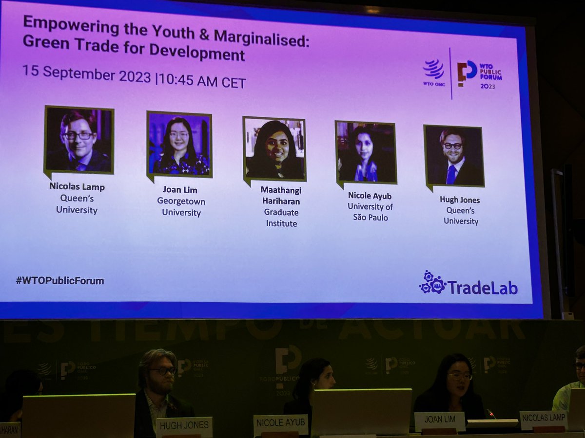 Amazing to hear students from 4 different <a href="/TradeLabGeneva/">TradeLab</a> clinics present their work here in Geneva <a href="/wto/">WTO</a> 

Work for small businesses, indigenous groups, women traders in Brazil, Indonesia, Canada &amp; beyond 👏👏