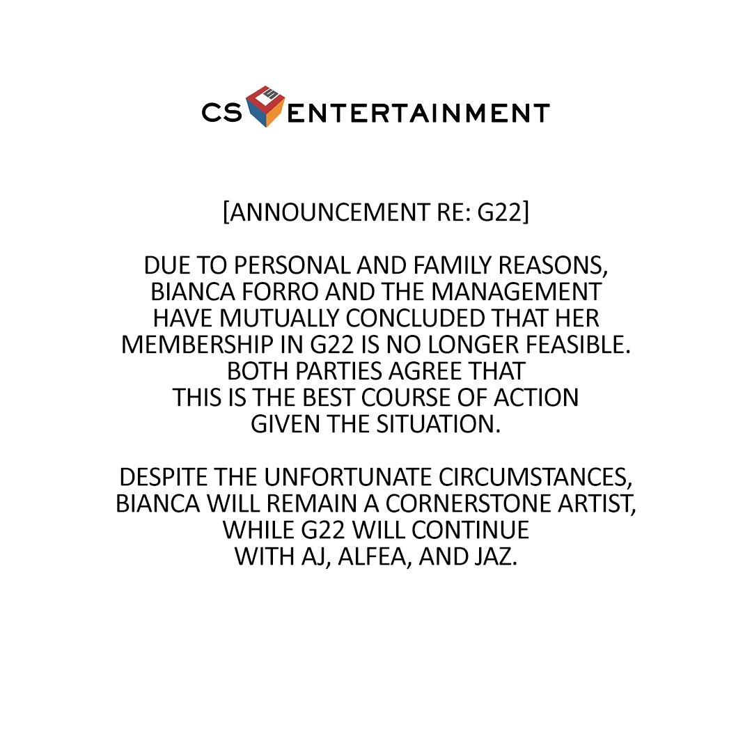 ANNOUNCEMENT RE: G22

#G22