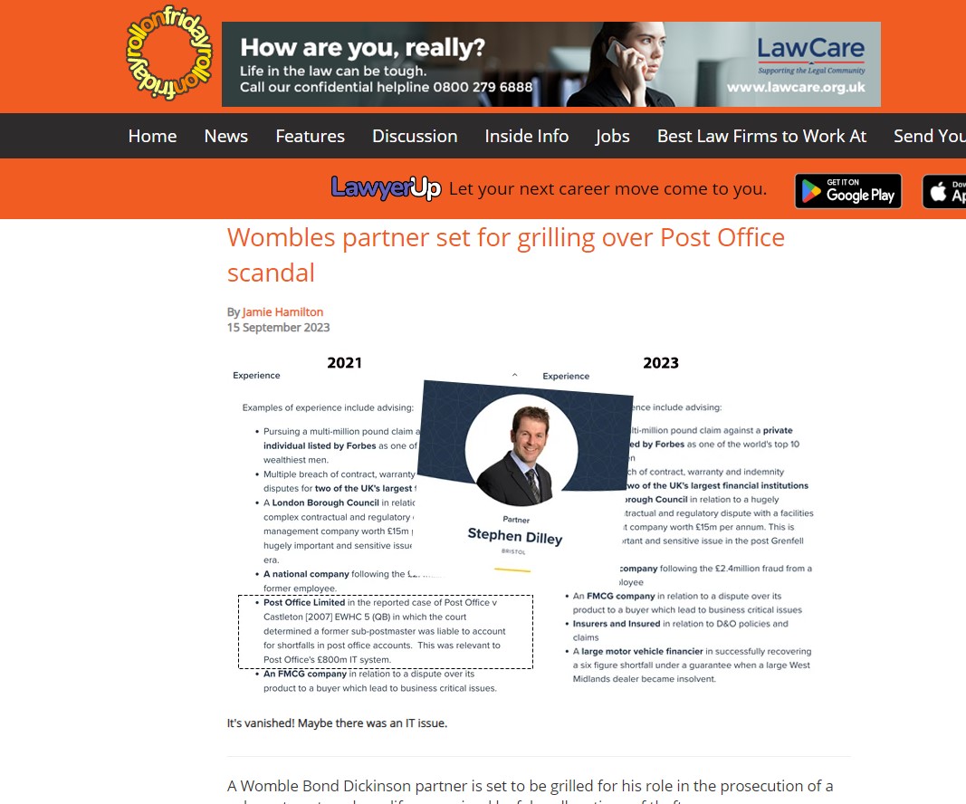 innermigration's tweet image. Wombles partner Stephen Dilley  is getting the kind of press coverage that he doesn't want to get - serves him right for being a cocksure twerp in his original posts on LinkedIn and his firm's website. @GouldsBlog 
 rollonfriday.com/news-content/w…