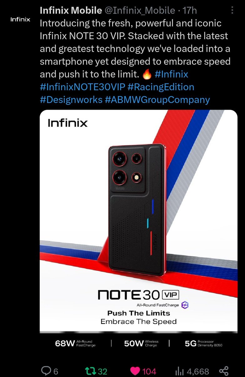 Dannyte62285079's tweet image. If you're looking for the fastest gadget, stylishly designed then NOTE30Vip is here to help u Push the limits.
#InfinixNOTE30VIP
#TenjeNiInfinix