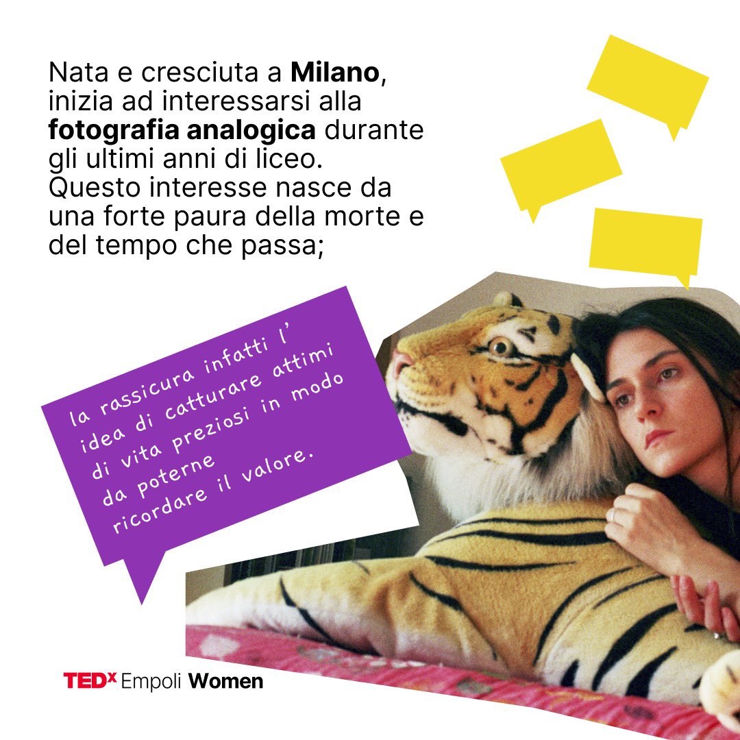 TEDxEmpoli's tweet photo. Speaker #TEDxEmpoliWomen 🚨
❌Giulia Bersani❌
I suoi progetti fotografici personali hanno uno stile intimo e crudo e trattano temi come l’autoritratto, l’amore, il corpo, la salute mentale…
Lavora per la moda e la musica collaborando con Elisa, Blanco e molti altri. https://t.co/uYJcvPSUnP