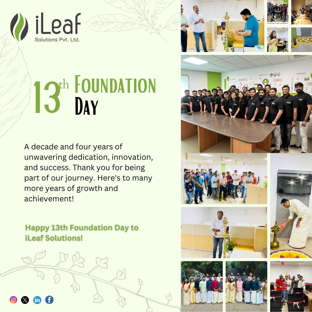 iLeafSolutions's tweet image. Celebrating 13 years of innovation, excellence, and growth at iLeaf Solutions! 📷📷 Thank you to our incredible team, clients, and partners for making this journey so remarkable. Here&apos;s to many more years of success ahead! 📷📷
#iLeafSolutions #13YearsStrong #Innovation #Excell