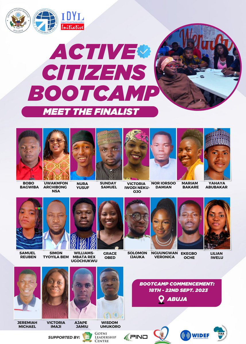 Senatorbem's tweet photo. Count down!!
 3 Days to go for the Bootcamp Commencement.
Stay ACTIVE, as I will be updating you all, as the program unfolds. 
#ACTIVECITIZENSBOOTCAMP
Let's make that Impact
@IDYLNig @USinNigeria @Ovonicely @StateIVLP
@IVLPNigeria .
Stay tuned and active 

Tyoyila Simon Bem https://t.co/gGgfu2aAAE