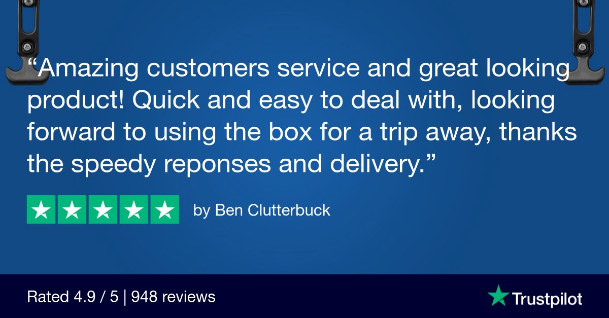 Thanks for the review Ben!

"Amazing customers service and great looking product! Quick and easy to deal with, looking forward to using the box for a trip away, thanks the speedy reponses and delivery."