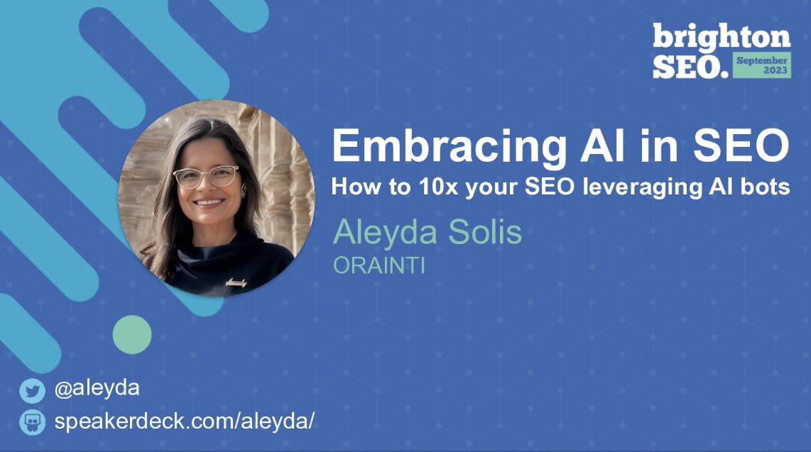 Embracing AI in SEO: How to 10x your SEO leveraging AI bots - my deck from #BrightonSEO 🤖 thanks so much for the opportunity! 🙏🎉😅

speakerdeck.com/aleyda/embraci…