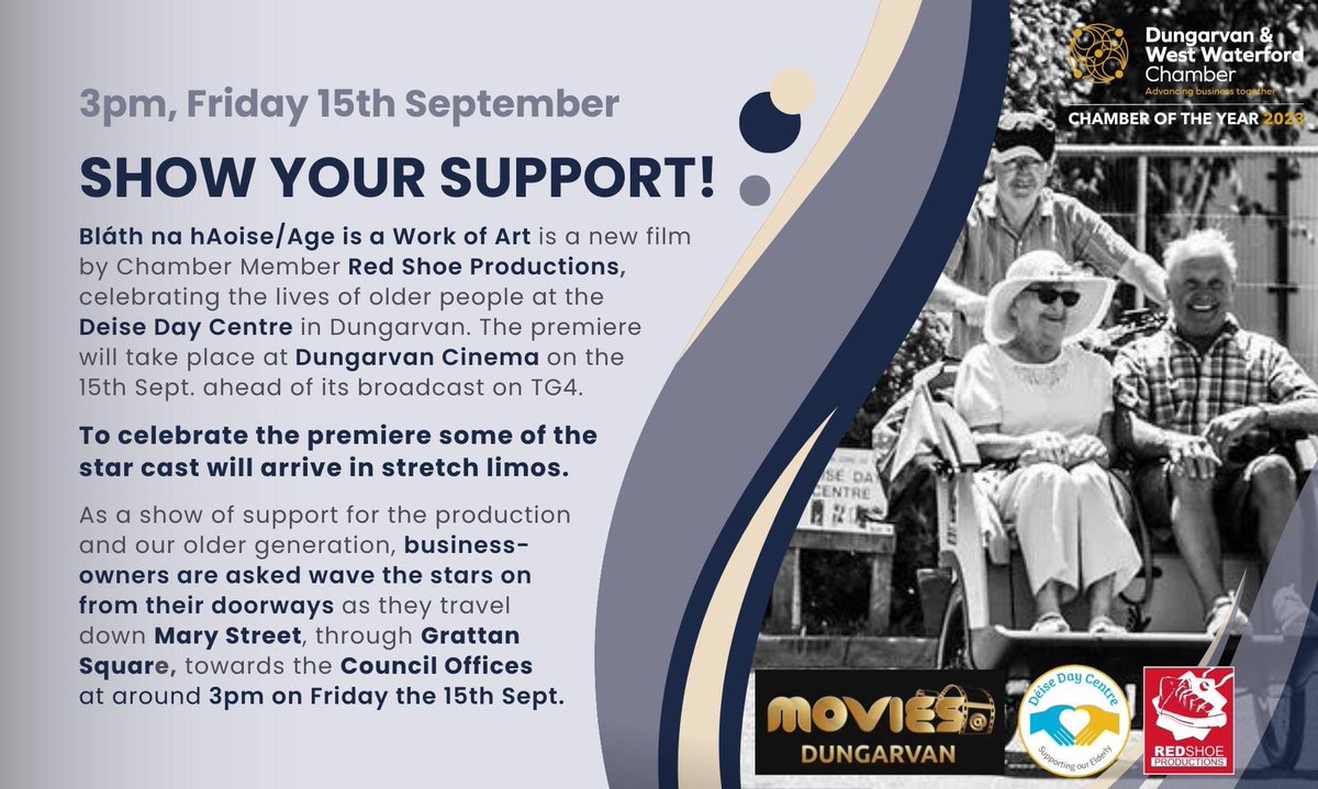 redshoe_tv's tweet photo. Today is the day - the premiere of Blath na hAoise in Dungarvan.
We are incredibly proud of this programme and everyone who contributed and we can’t wait to share it with ye all this afternoon 👠🩷
#blathnahaoise #redshoe #dungarvan #local https://t.co/3LVofyh4ZC