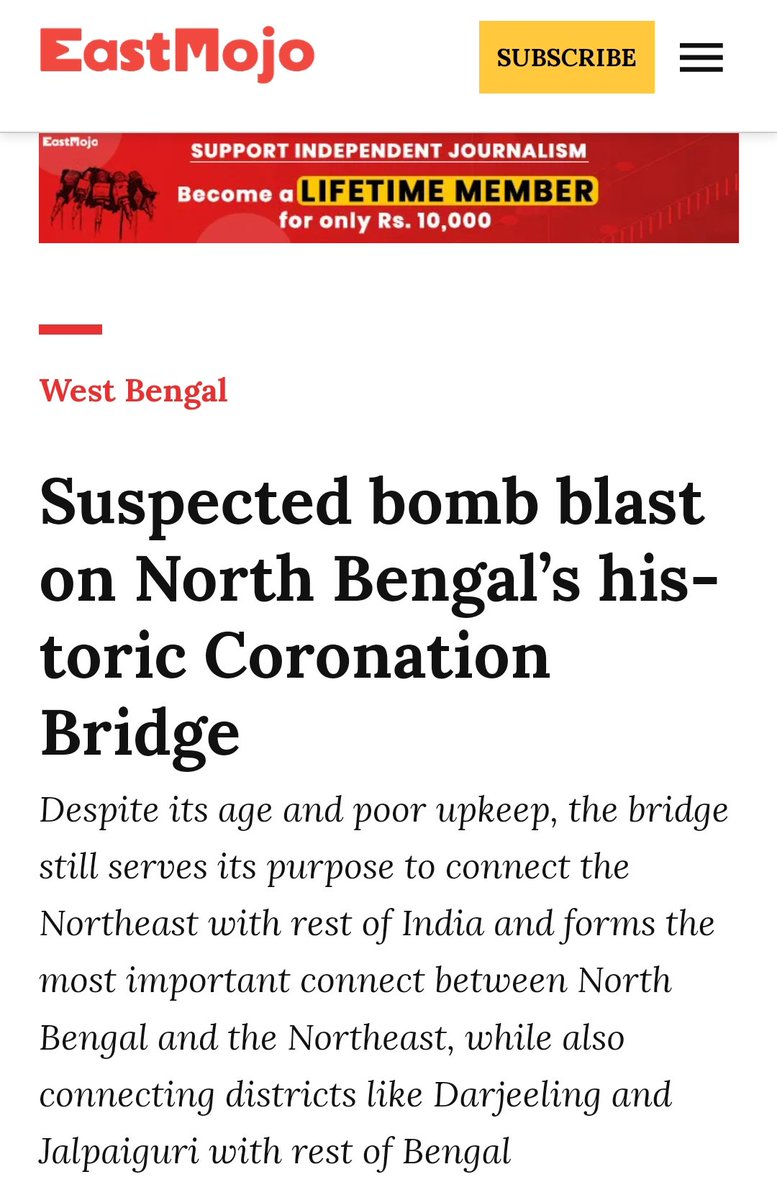 Last year's #CoronationBridge bomb blast incident from #Sevoke was reminiscent of a scene from the Web series #Kaala on #DisneyPlusHotstar. It's crucial to remember that heritage sites should be treated with utmost care, as the bridge may not withstand such impacts.