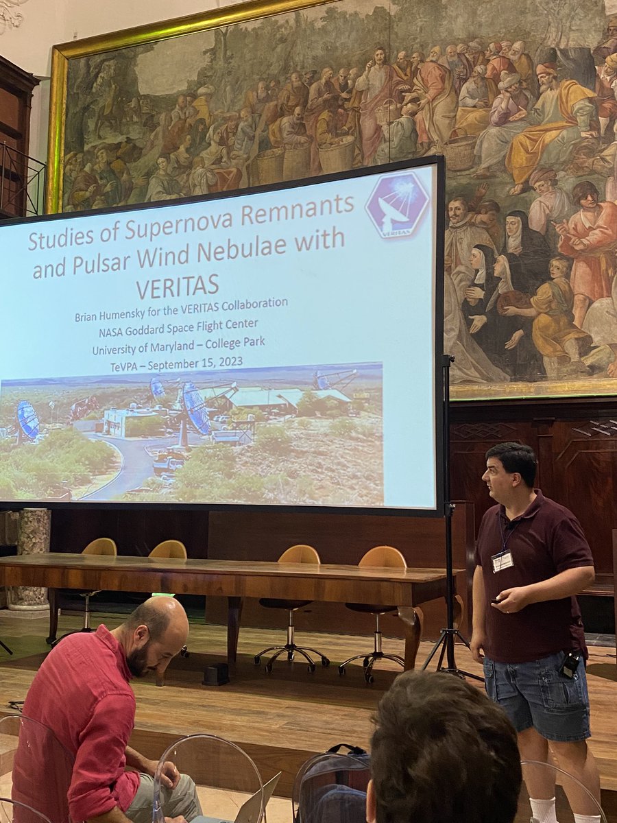 tevpa2023's tweet photo. Brian Humensky on “Studies of Supernova Remnants and Pulsar Wind Nebulae with VERITAS” 

#TeVPA23 https://t.co/OsOGOLv7fy