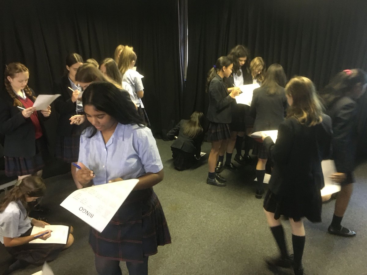 TheQueensSchool's tweet photo. More Form Time fun this week, this time for Year 9 who took part in ‘Getting to know you’ Bingo. They had to find 20 names to match to their bingo card. Congratulations to Sophie and Madison for getting a full house first! #FormTimeFun #QueensSchoolChester https://t.co/lcCLydKuiG