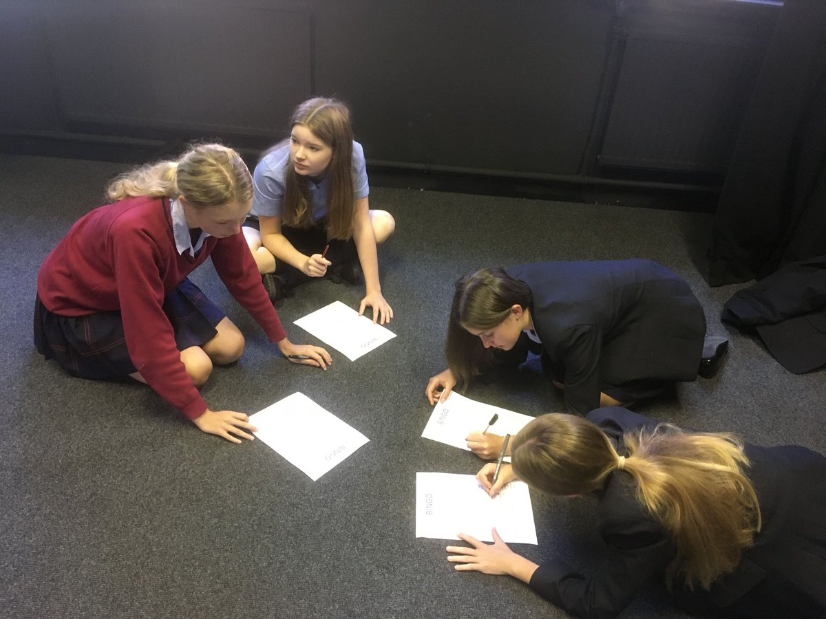TheQueensSchool's tweet photo. More Form Time fun this week, this time for Year 9 who took part in ‘Getting to know you’ Bingo. They had to find 20 names to match to their bingo card. Congratulations to Sophie and Madison for getting a full house first! #FormTimeFun #QueensSchoolChester https://t.co/lcCLydKuiG
