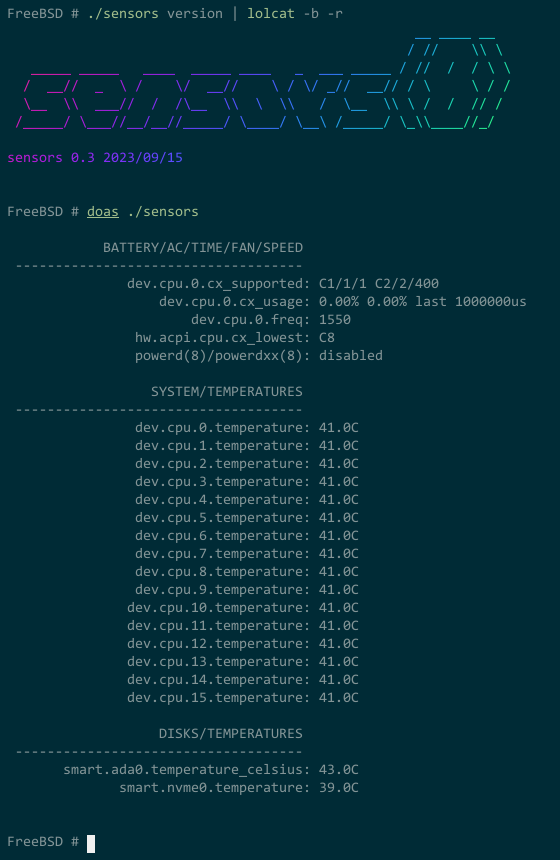 vermaden's tweet photo. Finally got a moment to create separate 𝘀𝗲𝗻𝘀𝗼𝗿𝘀(𝟴) GitHub repository.

... along with new shiny ASCII logo :p

https://t.co/oM7sei6ZSY

#verblog #freebsd #sensors #temperature #smart #smartctl https://t.co/BFE3FMlSlI