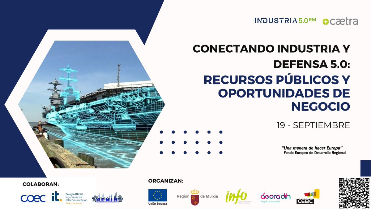 🛡️CONECTANDO INDUSTRIA Y DEFENSA 5.0: RECURSOS PÚBLICOS Y OPORTUNIDADES DE NEGOCIO🛡️

🗓️ 19 - SEPTIEMBRE
📍 @Ceeict 

No te pierdas esta jornada donde analizaremos las tendencias y oportunidades de negocio para #startups y #pymes en este sector

Apúntate‼️ docs.google.com/forms/u/2/d/e/…
