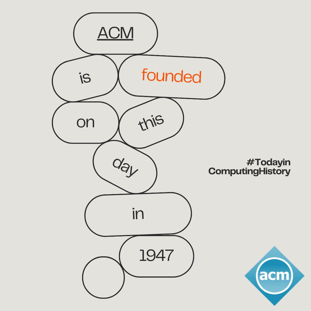 TheOfficialACM's tweet image. On this day 76 years ago, ACM was founded as the Eastern Association for Computing Machinery at a meeting at Columbia University in New York. The word &quot;Eastern&quot; was dropped from its name in January 1948. 🥂 bit.ly/44bN2U6 

#TodayinComputingHistory #OTD #science #techorg
