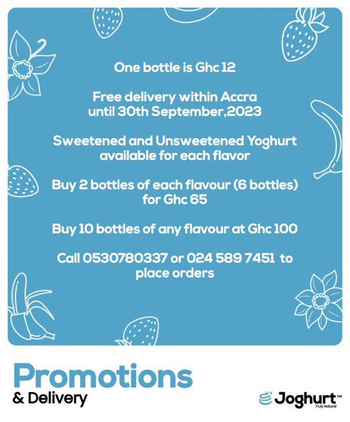 Get yourself a bottle of <a href="/buyjoghurt/">JOGHURT</a> today with an amazing discount and also free delivery 🚚 in Accra ,dm us to place your orders