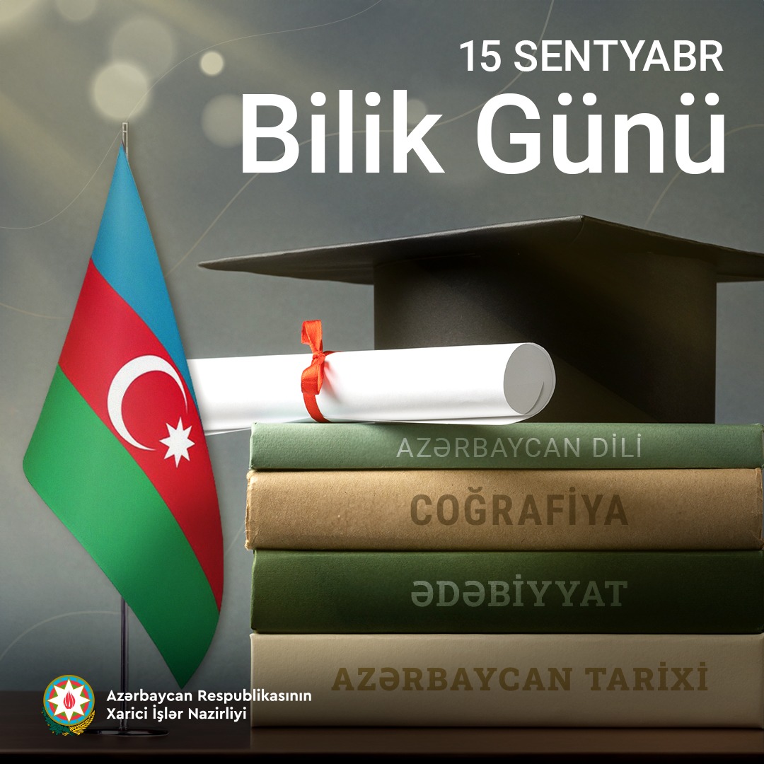 15 sentyabr Azərbaycan Respublikasında #BilikGünü kimi qeyd edilir. 

Yeni dərs ilinə başlayan bütün müəllimlərimizə, tələbələrimizə və şagirdlərimizə müvəffəqiyyət və daim yeni uğurlar arzulayırıq!

Bilik Gününüz mübarək! 🇦🇿🇦🇿🇦🇿
