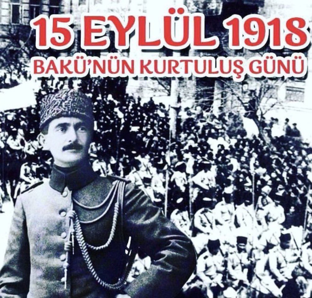 Bakü’nün Bolşevik-Ermeni işgalinden kurtuluşunun 105. yıl dönümünde Kafkas İslam Ordusu Komutanı Nuri Paşa’yı ve  kahraman askerlerini Rahmet, minnet ve saygıyla anıyorum. 🇹🇷🇦🇿
#NuriKilligil
#NuriPaşa
#KafkasİslamOrdusu
#Laleler 
#15Eylül1918