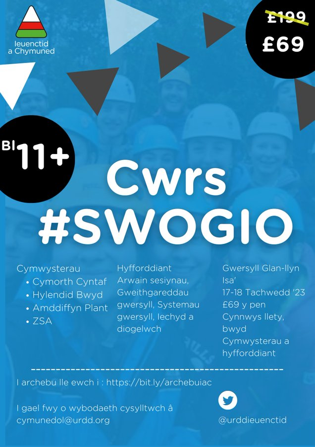 UrddGwent's tweet photo. Cwrs #Swogio Glan-Llyn Isa'🏞️Eisiau ennill cymwysterau a hyfforddiant achrededig ar Gymorth Cyntaf ac Amddiffyn Plant📷Bl.11+ / Yr.11 Archebwch le trwy'r linc:https://t.co/pOrhh4a8D4 dewis 'Cenedlaethol' fel eich rhanbarth
@Cwmrhymni @6edYGCwmRhymni @CymraegGIsCoed @6edGwynllyw https://t.co/eVKREC5yNv