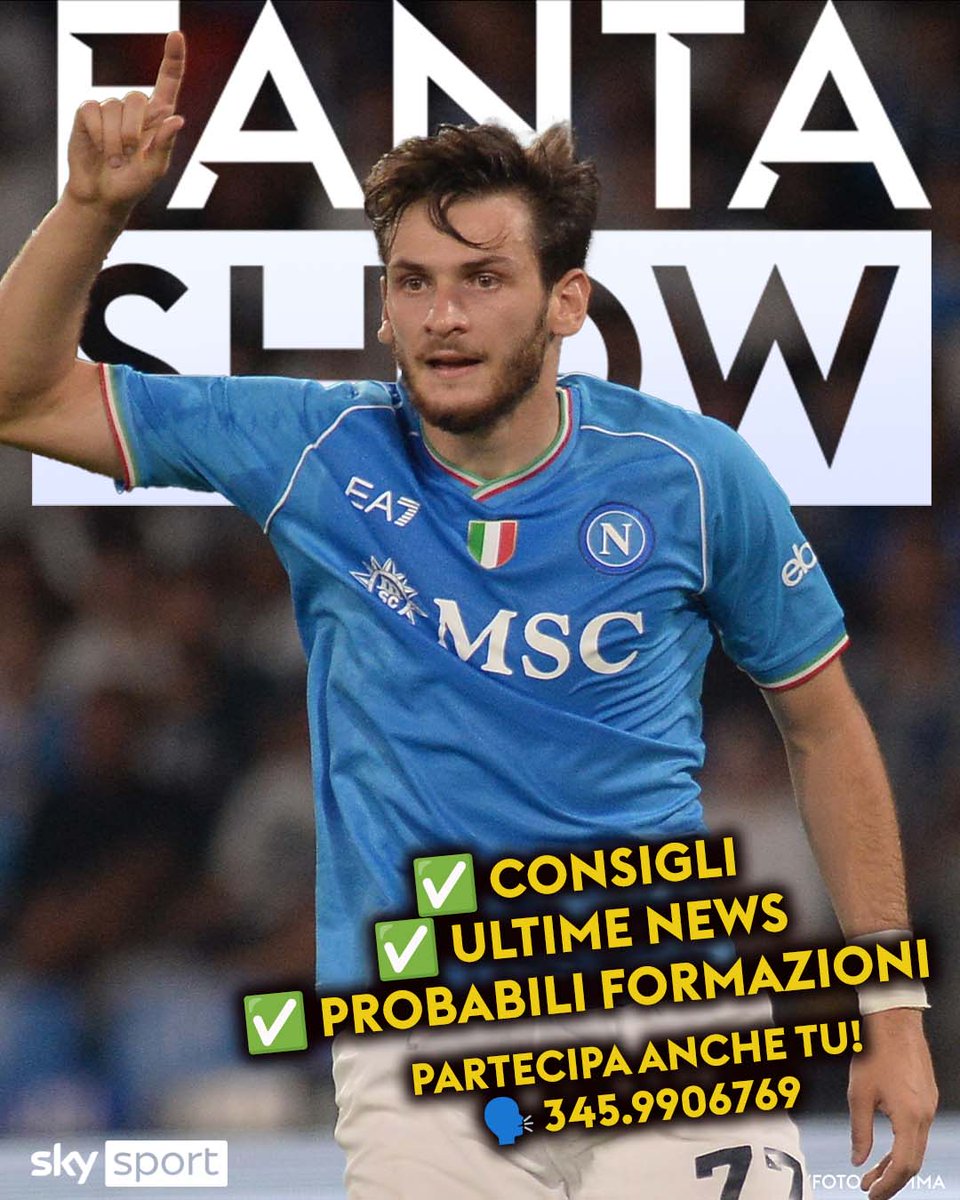 📣 Torna #SkyFantaShow
🗓 Oggi alle 1️⃣8⃣ su #SkySport 24
👥 Con
<a href="/MarioGiunta/">Mario Giunta</a>
<a href="/DavidePolizzi82/">Davide Polizzi</a>
<a href="/fains/">Valerio Spinella</a>

🤔 Dubbi sulla formazione❓
🗣️ Mandaci un messaggio vocale su whatsapp al numero 345.9906769

🔊 I migliori saranno ascoltati in trasmissione
#SkySerieA
