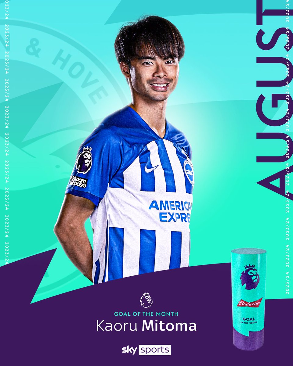 BREAKING: Kaoru Mitoma wins the Budweiser Premier League Goal of the Month for August, after his incredible solo goal against Wolves! 🏆🎯
