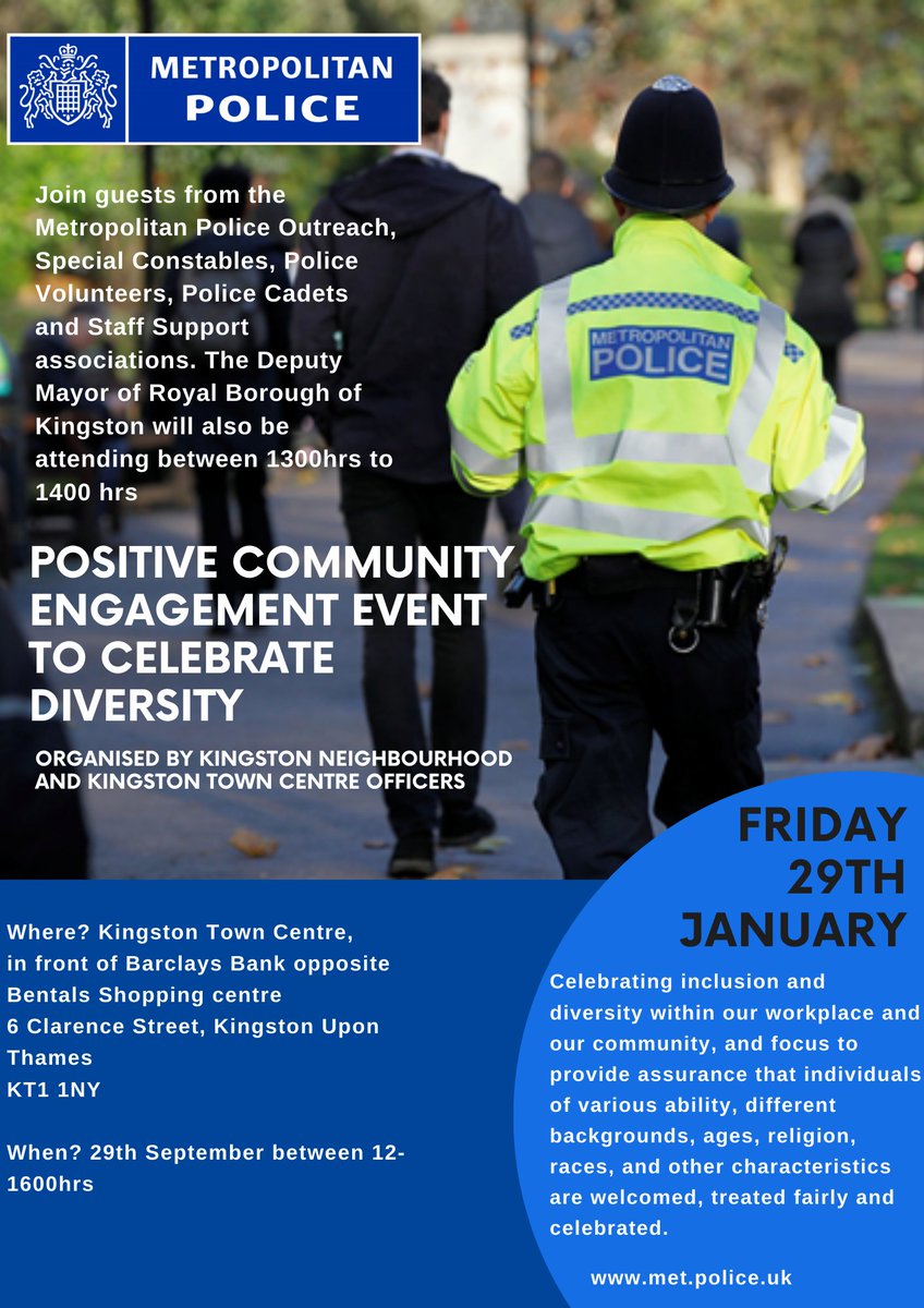 ✨Community Event✨
📅 Friday 29 September 2023
⏲️12:00 to 16:00hrs. 
📍front of Barclays Bank (opposite Bentalls shopping centre)