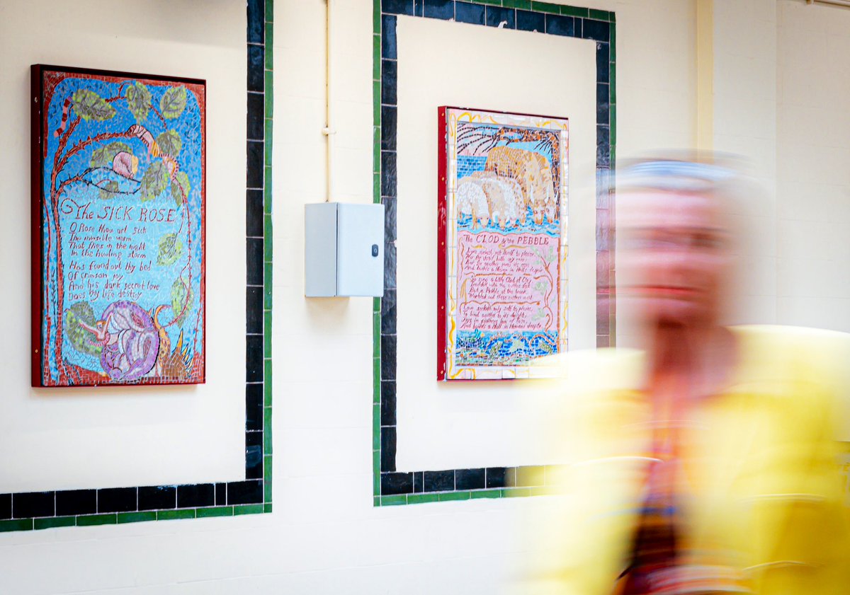 Surbiton Station is proud to display a series of mosaics inspired by William Blake’s ‘Songs of Innocence and of Experience’. The mosaics, originally located at Waterloo Station, have been carefully restored and installed here

#PublicArt #WilliamBlake #Restoration #Mosaic #poetry