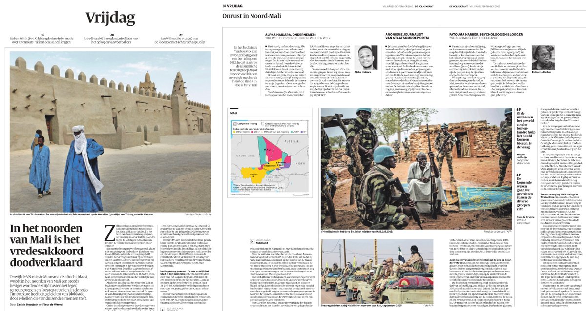 Saskia Houttuin (@saskiahouttuin) on Twitter photo Terwijl de VN-missie Minusma de aftocht blaast, woedt in het noorden van Mali een steeds heviger wordende strijd tussen het leger, terreurgroepen en Toearegrebellen. Lees ons stuk vandaag in de <a href="/volkskrant/">de Volkskrant</a> <a href="/FleurdeWeerd/">Fleur de Weerd</a> ⬇️ volkskrant.nl/nieuws-achterg… Terwijl de VN-missie Minusma de aftocht blaast, woedt in het noorden van Mali een steeds heviger wordende strijd tussen het leger, terreurgroepen en Toearegrebellen. Lees ons stuk vandaag in de <a href="/volkskrant/">de Volkskrant</a> <a href="/FleurdeWeerd/">Fleur de Weerd</a> ⬇️ volkskrant.nl/nieuws-achterg…