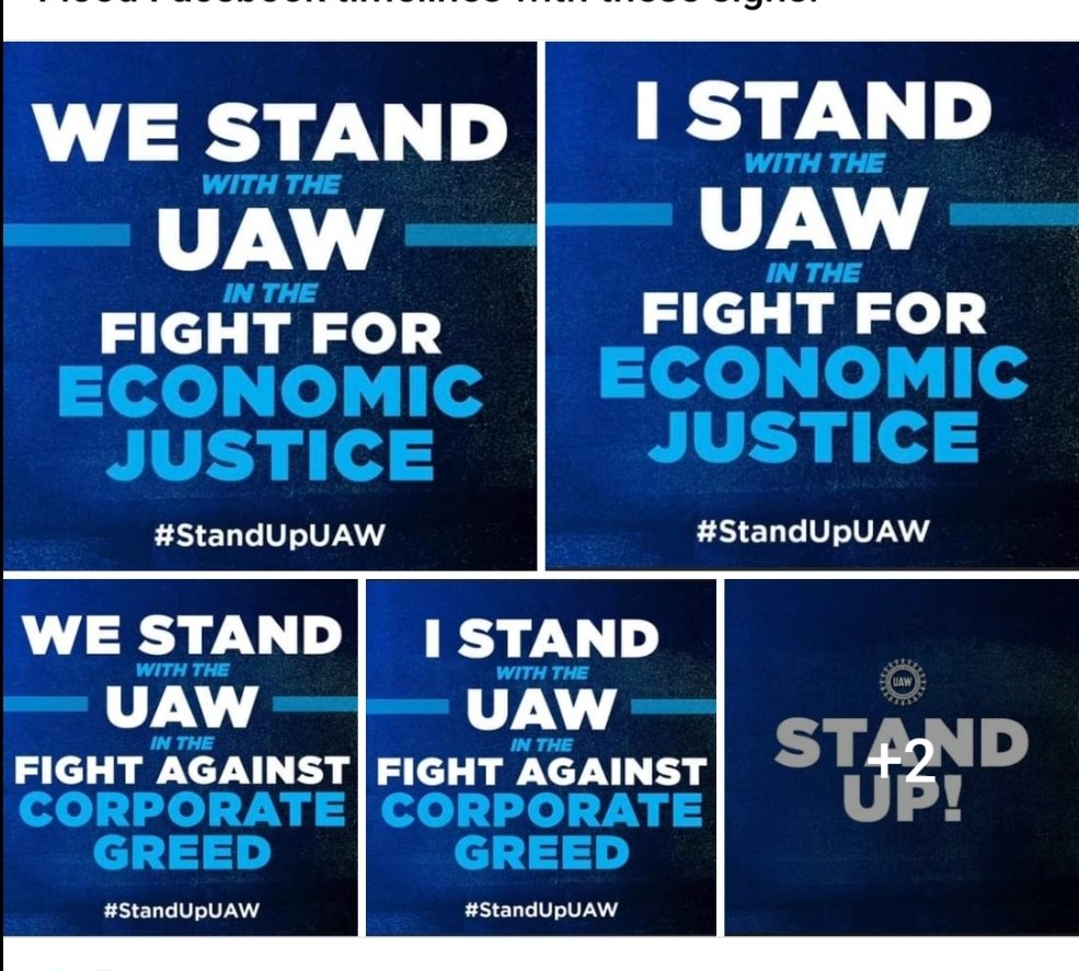bigelow989's tweet photo. Stand up with us! Stand up and support the #UAWStrike and its workers! These companies and their CEOs have given themselves and buddies more money and STILL have forgotten the worker in the last few demands. Public support is very crucial in helping get these greedy corporations to settle with a reasonable contract for union workers. Stop the abuse of temp workers, end tiers, more pay for retirees, a pay increase we deserve, and inflation protection. These are just some things that the workers deserve and ask you to stand up with us on. God bless you all, and thank you for your support! #UAW #GM #Ford #Stellantis #Chrysler #UnionStrong