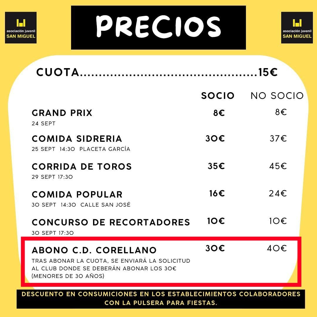 CD_Corellano's tweet photo. 🚨 Campaña de socios 2️⃣3️⃣➖2️⃣4️⃣ del @CD_Corellano 😍 

🏟️ No te quedes sin ver al equipo de tu ciudad ‼️ Ser socio de la Asociación San Miguel
tiene descuento 📸

🎟️ ¡¡Vamos hazte socio!! 

🎌 #Sumar➕Juntos 🔴 
❤️ @CD_Corellano ❤️ 
⚽ #Autonomica ♥️ #Cantera ⚽ https://t.co/Mfie79P96m