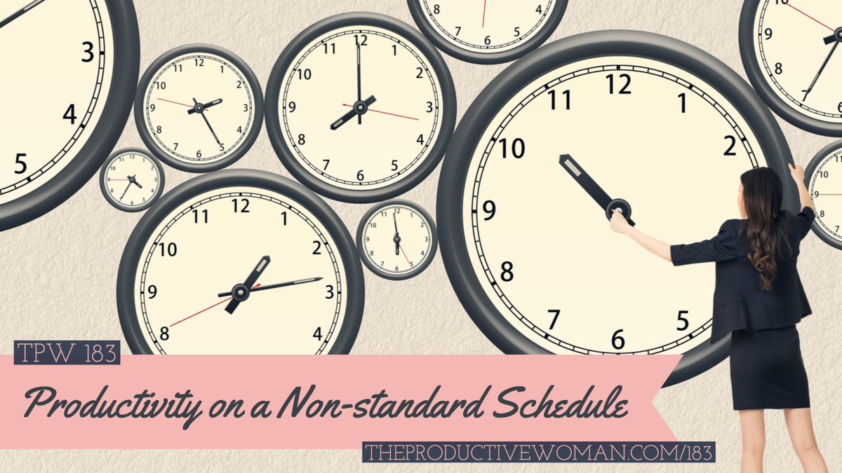 How can you stay productive if you (or others in your household) work a non-standard schedule? Looking at the challenges, and sharing some tips, in episode 183 of The Productive Woman #podcast.

TheProductiveWoman.com/183
