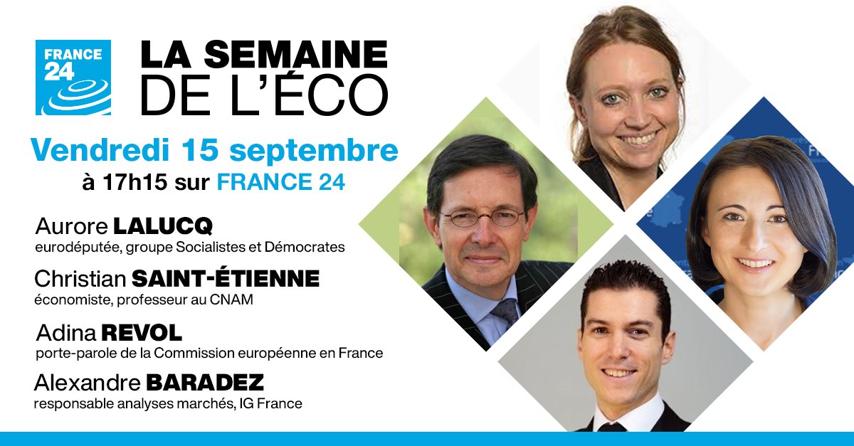 Au programme de #LSDE sur @FRANCE24 #F24 : 1/ Enquête de l'🇪🇺 sur les subventions de la 🇨🇳 aux 🚗 électriques : vers un conflit commercial ? 2/ 10ème hausse des #taux de la #BCE 3/ #lehmanbrothers : 15 ans déjà Avec @AuroreLalucq @ChrisSaintEtien @ABaradez @AdinaRevol