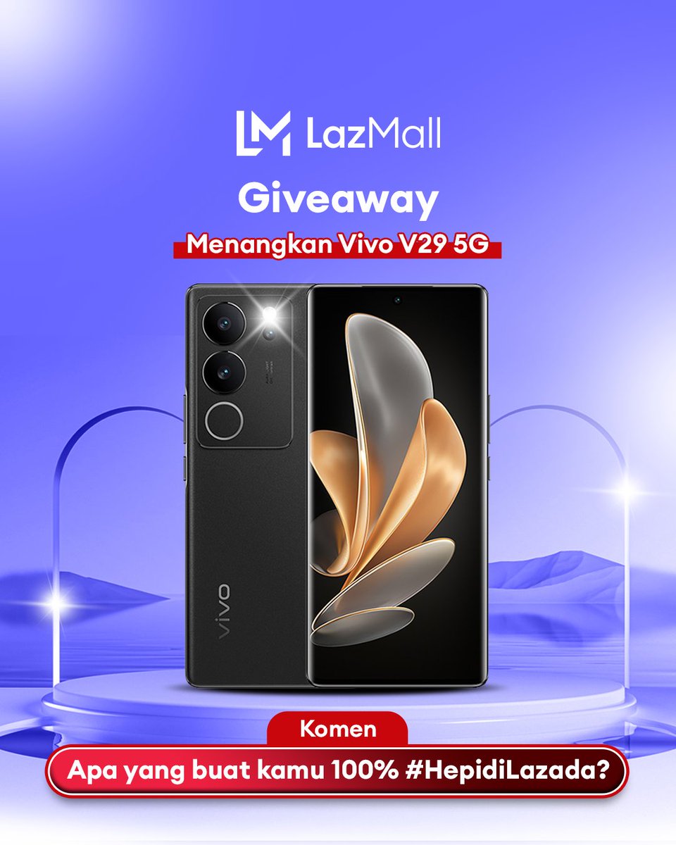 ✨ GIVEAWAY ALERT ✨

MAU VIVO V29 5G GRATIS? 

1. Follow <a href="/LazadaID/">Lazada</a> &amp; tag 3 teman 
2. RT, Like &amp; komen apa yang buat kamu 100% #HepidiLazada + kenapa kamu pengen menang pake hashtag #LazadaGiveaway #HepidiLazada sebanyak-banyaknya~

Periode: 15-21 September