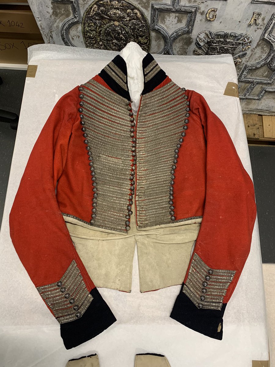 s_jolley's tweet photo. Today for #HeritageOpenDays the object store tour gets to see the Royal Waggon Train officer’s Coattee that was taken off display at @RLCMuseum to prevent light damage https://t.co/0uq4kpBNyX