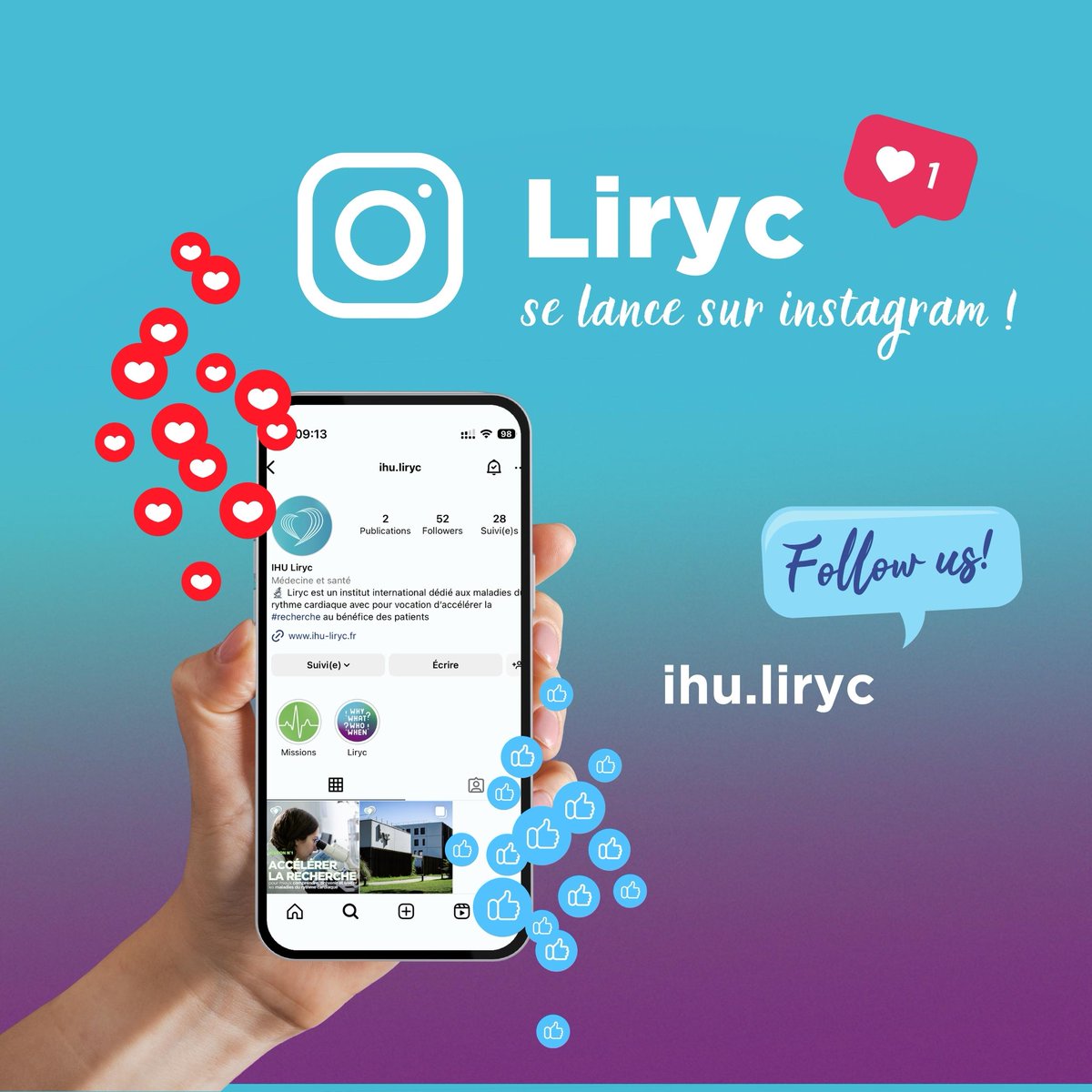 #Actualité | L'Institut Liryc se lance sur #Instagram avec pour objectif de renforcer sa mission de #sensibilisation et de #prévention autour des #maladiesdurythmecardiaque auprès du grand public 💗 Rdv ici ➡️ bit.ly/45Q4fnn