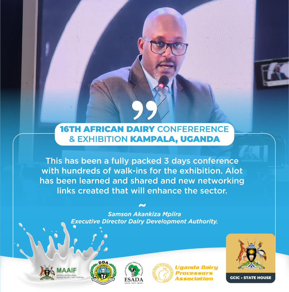 As the Dairy Conference concludes, we’re inspired by the State Minister @DrRwamiramaBK and Executive Director’s @MpiiraSamson commitment to excellence. #AFDA2023