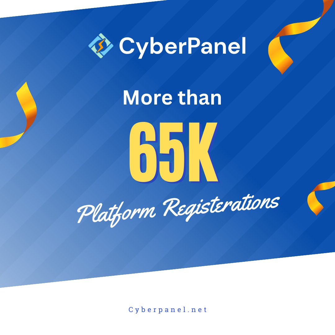 CyberPanel's tweet photo. We're Overjoyed to Share this Milestone: 65k Strong and Growing! Thank You, CyberPanel Community!
πRegister now: https://t.co/HydaL1RgSK
#GratefulCommunity #65kStrong #CyberPanelJourney #FutureOfHosting https://t.co/K3JdvKhTyU