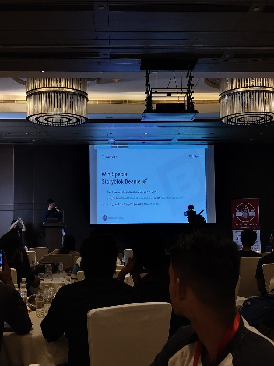 Sanchitstwt's tweet photo. Learning about the headless CMS platform @storyblok with @siddharth_hacks at @cityjsconf
#storyblokWithJs #CityJSNewDelhi https://t.co/usTO83XQJm