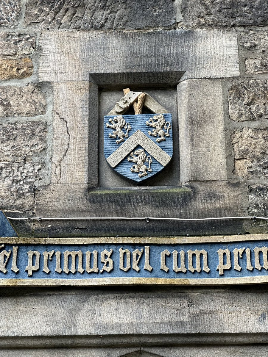 Gloriously suspended coat of arms, here in Durham.