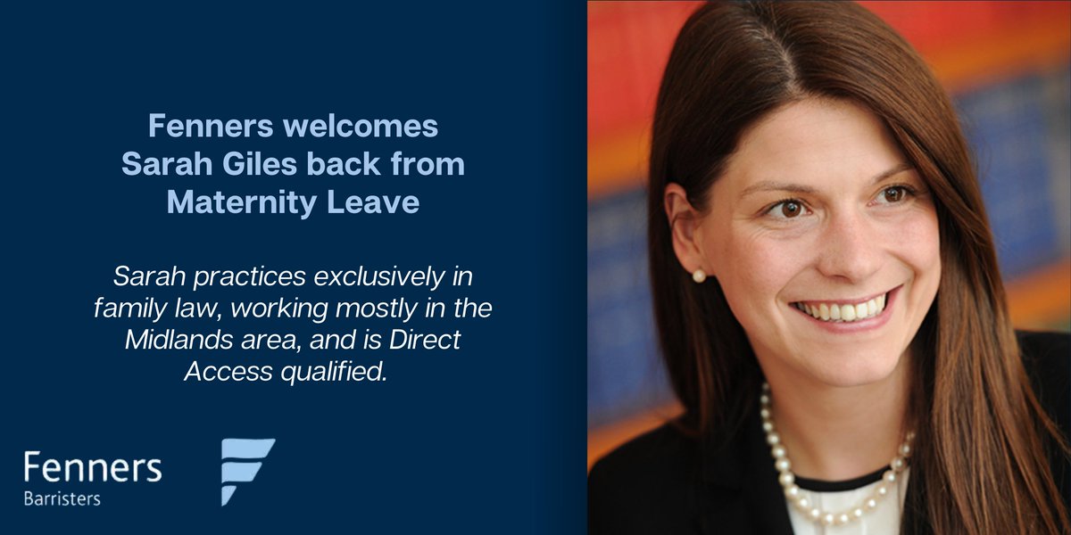 Fenners welcomes Sarah Giles back from Maternity Leave. Sarah practices exclusively in family law, working mostly in the Midlands area, and is Direct Access qualified.
Read her profile here: fennerschambers.com/sarah_giles/