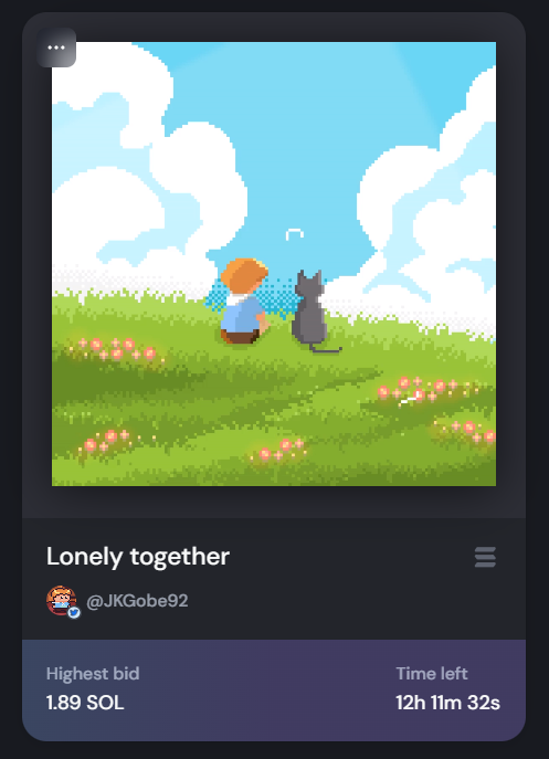 Auction update✅

"Lonely together"🙃 on <a href="/exchgART/">Exchange Art</a>
Lead by @sudoWright 
Thank you very much my legend ✨

#SolanaNFT #SolanaCommunity #Solanaart #pixelart #exchgART